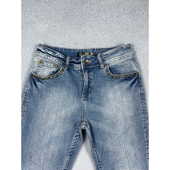 9.8 Womens Size 8 Camo Back Pocket Studded y2k Denim Jeans - Picture 7 of 12